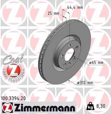 Brake Disc COAT Z 100.3394.20