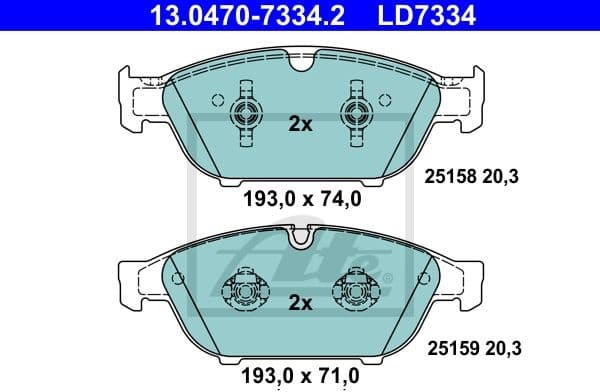 Brake Pad Set, disc brake ATE Ceramic 13.0470-7334.2