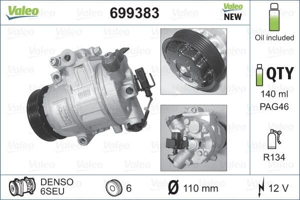 Compressor, air conditioning VALEO CORE-FLEX 699383