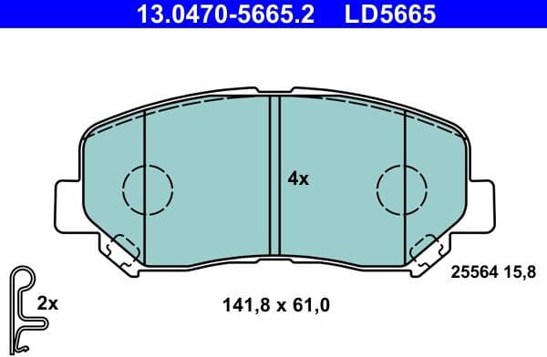 Brake Pad Set, disc brake ATE Ceramic 13.0470-5665.2