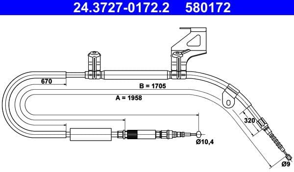 Cable Pull, parking brake 24.3727-0172.2