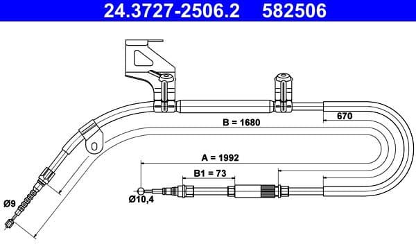Cable Pull, parking brake 24.3727-2506.2