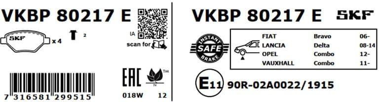 Brake Pad Set, disc brake VKBP80217E