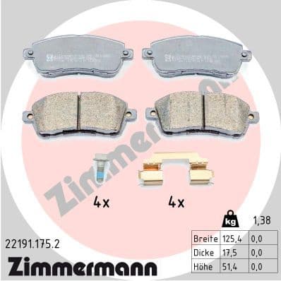 Brake Pad Set, disc brake 22191.175.2