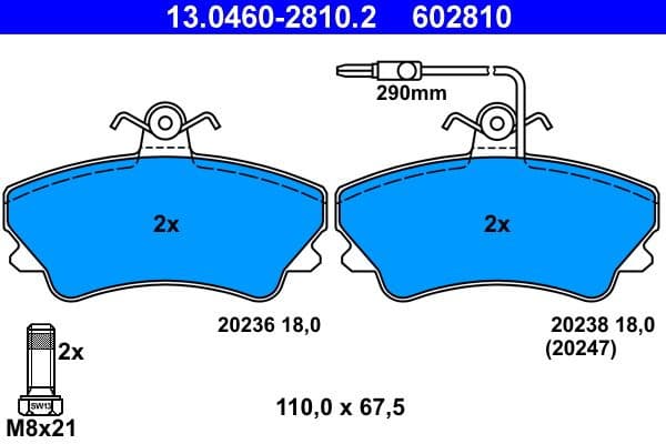 Brake Pad Set, disc brake 13-0460-2810-2