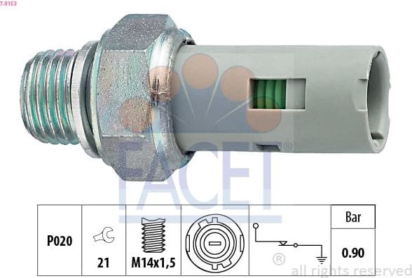 Oil Pressure Switch Made in Italy - OE Equivalent 7.0153