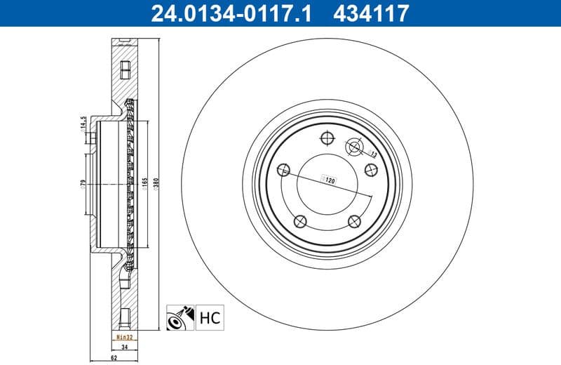 Brake Disc 24.0134-0117.1
