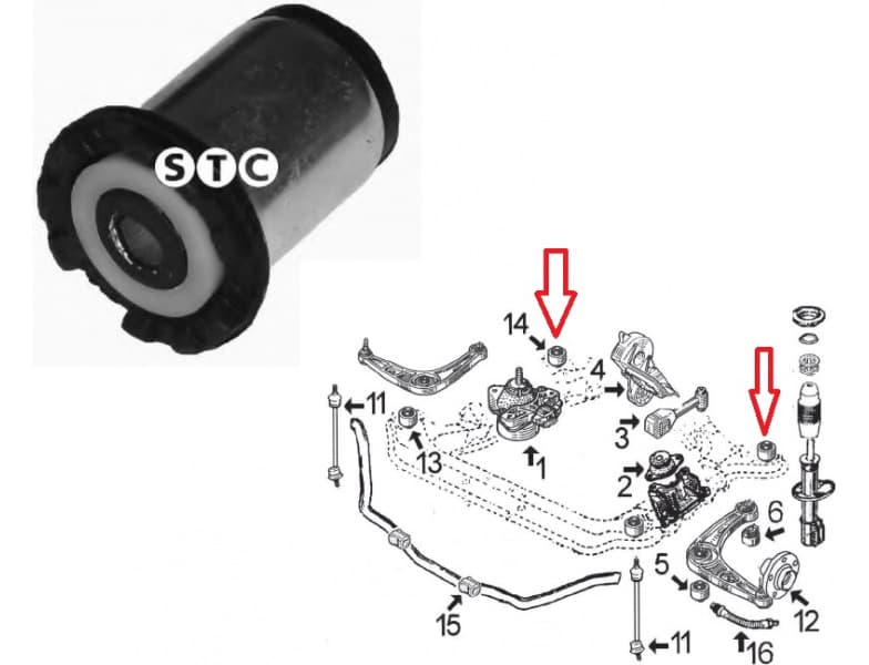 Silentblock front suspension support T404606