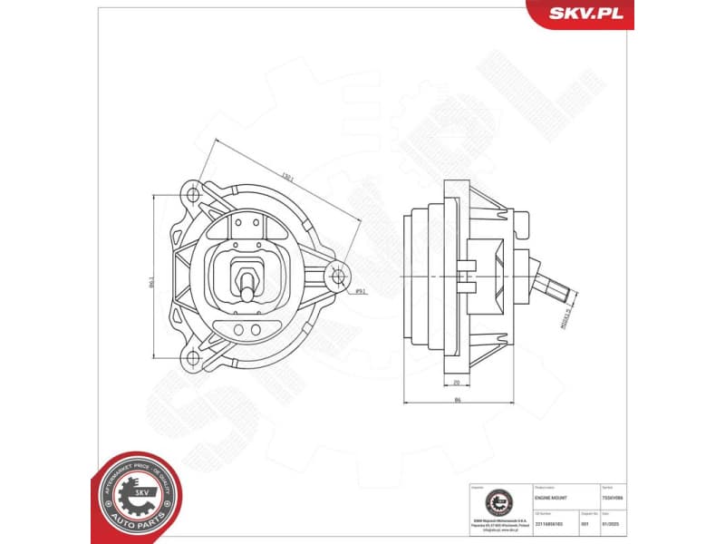 Mounting, engine 75SKV086