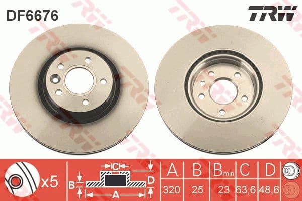 Brake Disc TRW SINGLE DF6676S