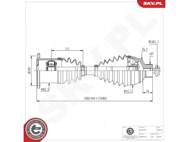 Drive Shaft 40SKV165