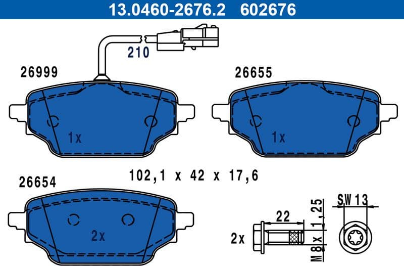 Brake Pad Set, disc brake 13.0460-2676.2