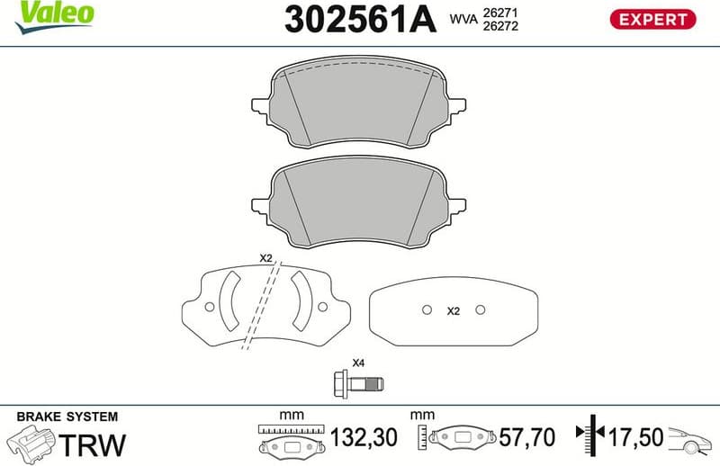 Brake Pad Set, disc brake EXPERT 302561A