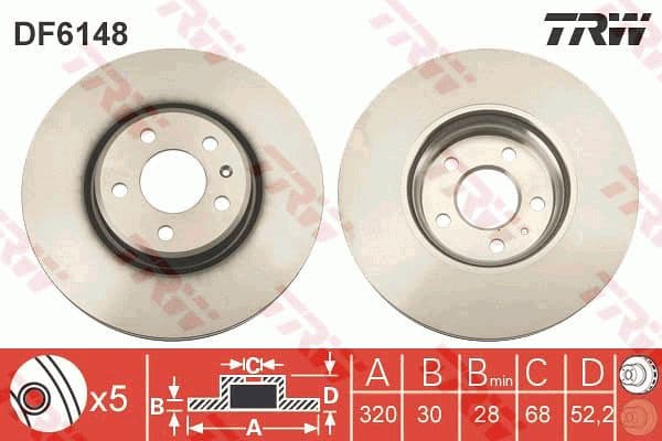 Brake discs kit front (2pcs), Top Quality DF6148