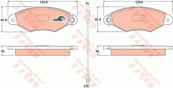 Brake Pad Set, disc brake COTEC GDB1402