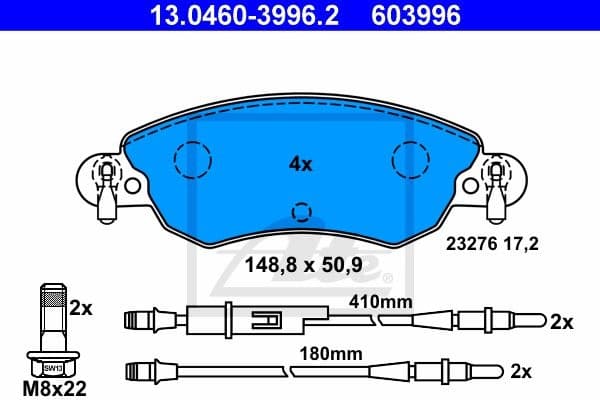 Brake Pad Set, disc brake 13.0460-3996.2