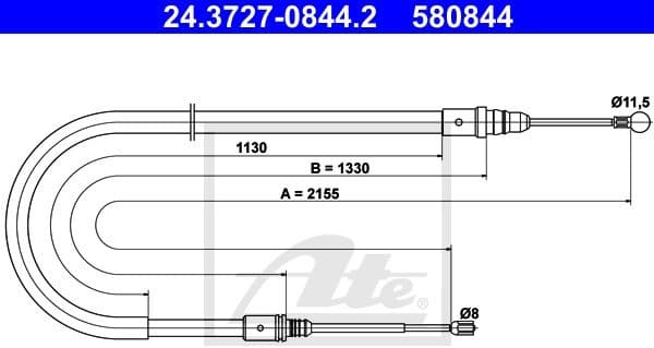 Cable Pull, parking brake 24.3727-0844.2