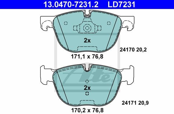 Brake Pad Set, disc brake ATE Ceramic 13.0470-7231.2