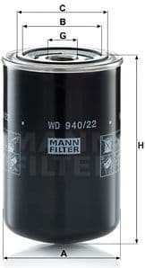 Filter, operating hydraulics WD940/22
